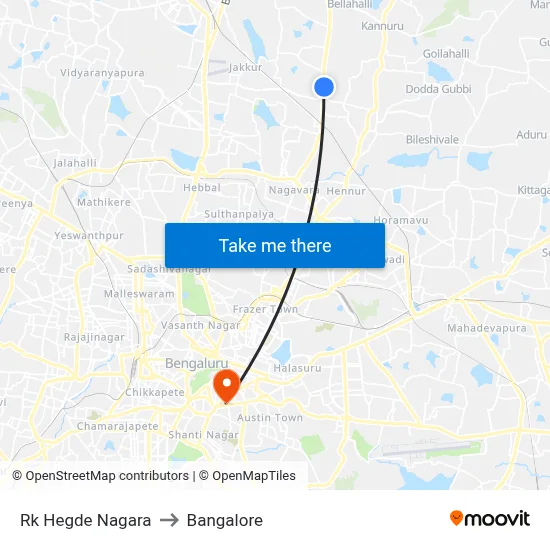 Rk Hegde Nagara to Bangalore map