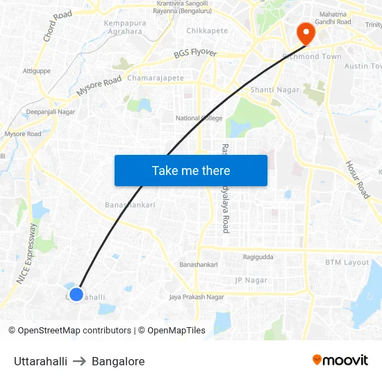Uttarahalli to Bangalore map