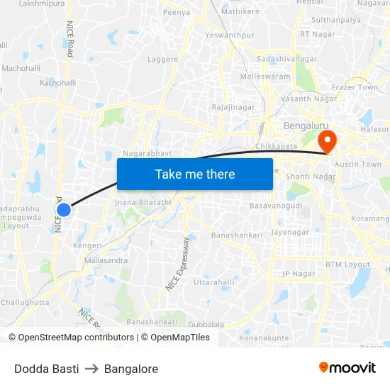 Dodda Basti to Bangalore map