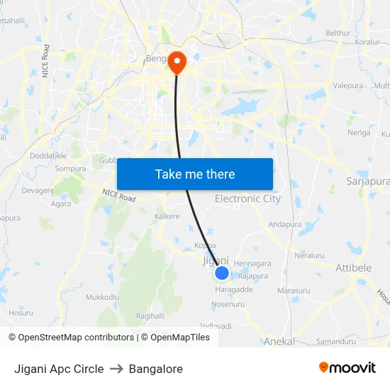 Jigani Apc Circle to Bangalore map