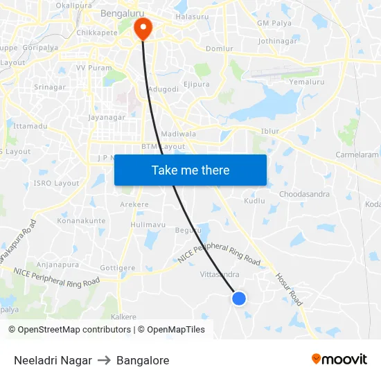 Neeladri Nagar to Bangalore map