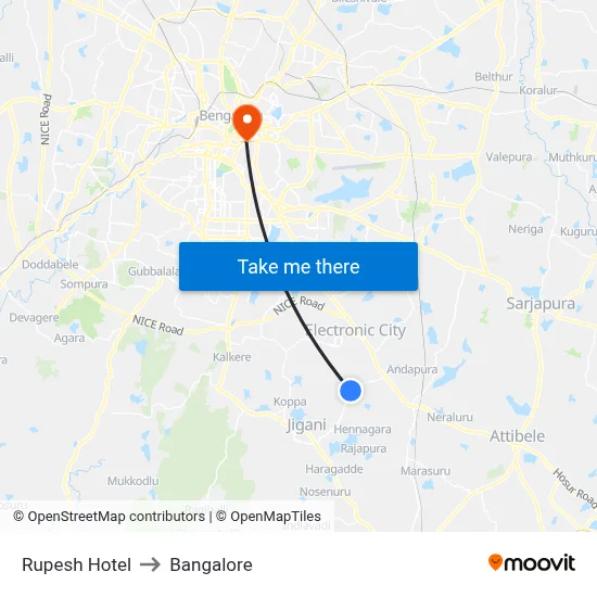 Rupesh Hotel to Bangalore map