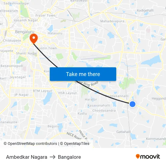 Ambedkar Nagara to Bangalore map