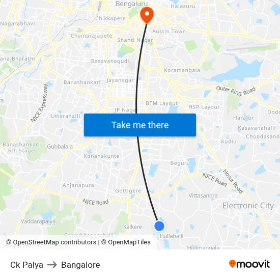 Ck Palya to Bangalore map