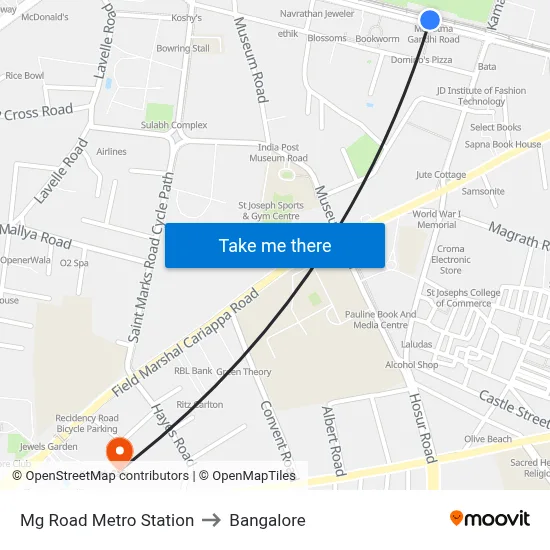 Mg Road Metro Station to Bangalore map