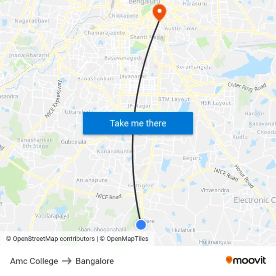 Amc College to Bangalore map