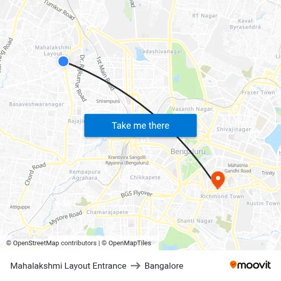 Mahalakshmi Layout Entrance to Bangalore map