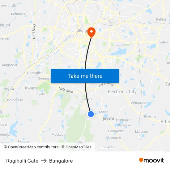 Ragihalli Gate to Bangalore map