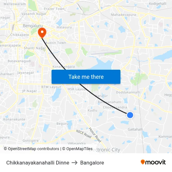 Chikkanayakanahalli Dinne to Bangalore map