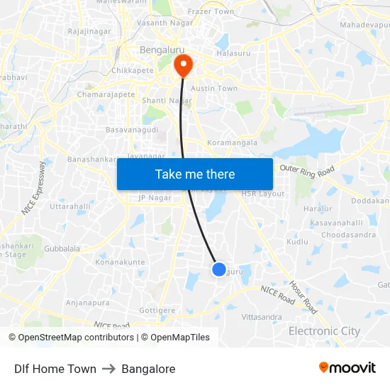 Dlf Home Town to Bangalore map