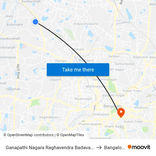 Ganapathi Nagara Raghavendra Badavane to Bangalore map