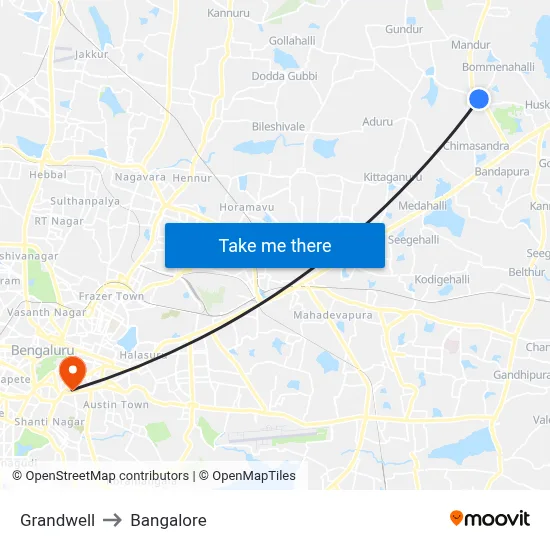 Grandwell to Bangalore map