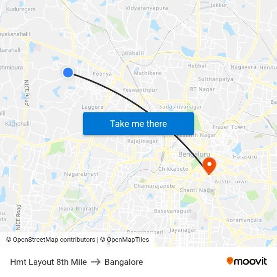 Hmt Layout 8th Mile to Bangalore map