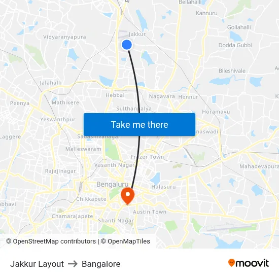 Jakkur Layout to Bangalore map