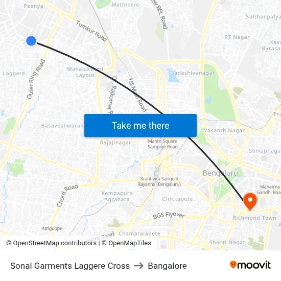 Sonal Garments Laggere Cross to Bangalore map
