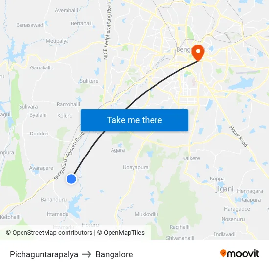 Pichaguntarapalya to Bangalore map