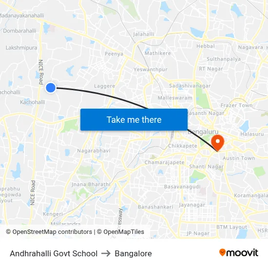Andhrahalli Govt School to Bangalore map
