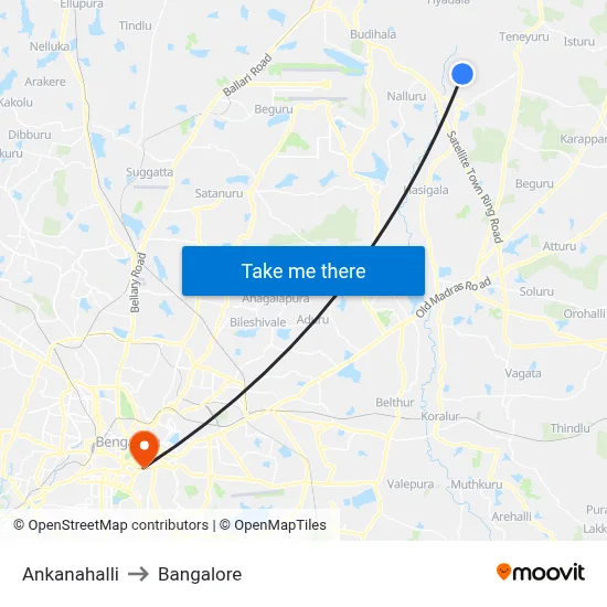 Ankanahalli to Bangalore map