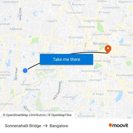 Sonnenahalli Bridge to Bangalore map