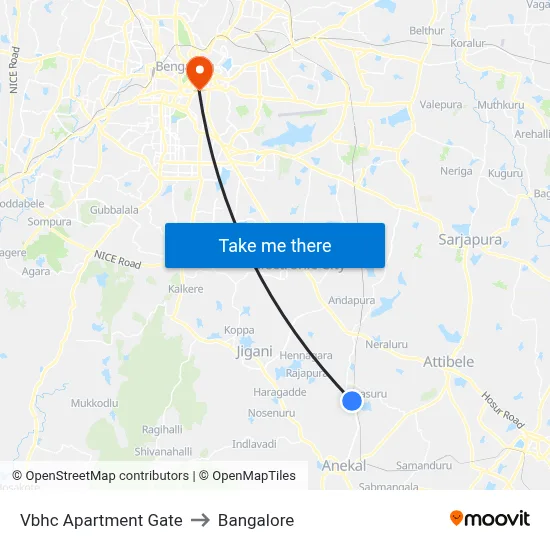 Vbhc Apartment Gate to Bangalore map
