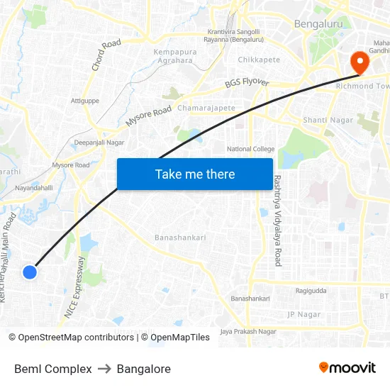 Beml Complex to Bangalore map