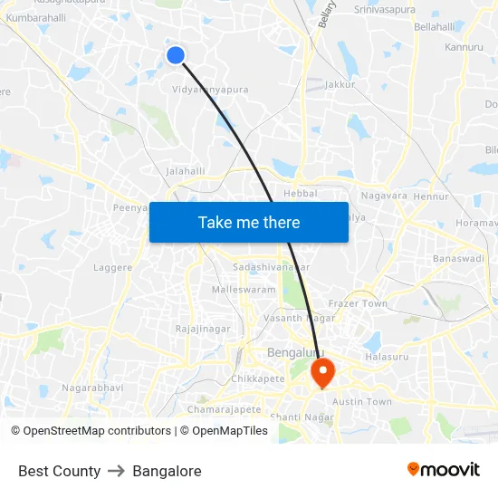 Best County to Bangalore map