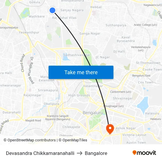 Devasandra Chikkamaranahalli to Bangalore map