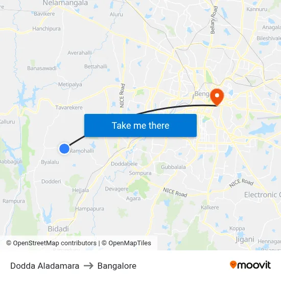 Dodda Aladamara to Bangalore map