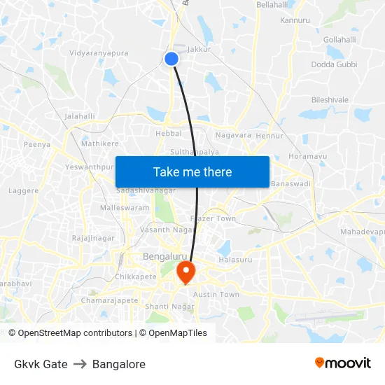 Gkvk Gate to Bangalore map