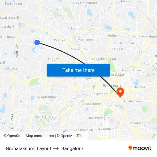 Gruhalakshmi Layout to Bangalore map