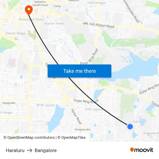 Haraluru to Bangalore map