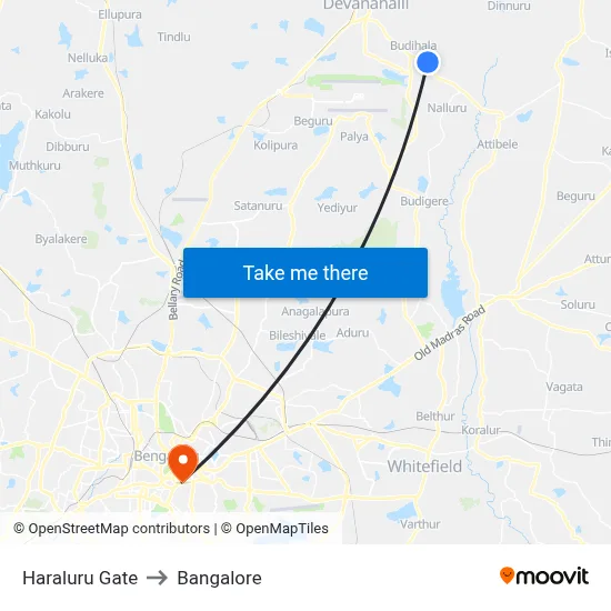 Haraluru Gate to Bangalore map