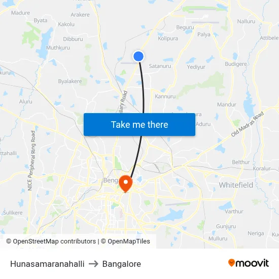 Hunasamaranahalli to Bangalore map