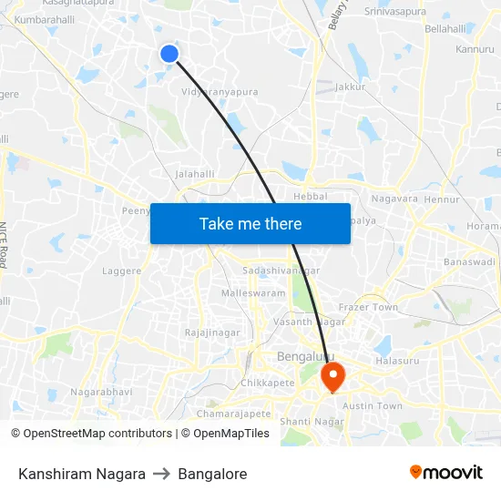 Kanshiram Nagara to Bangalore map