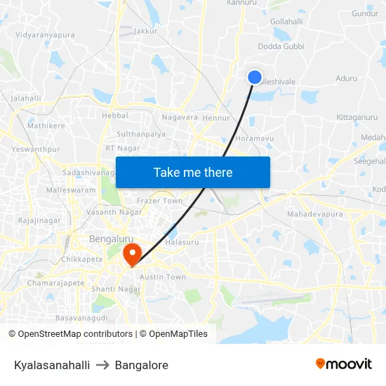 Kyalasanahalli to Bangalore map