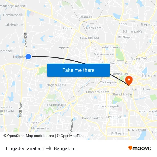 Lingadeeranahalli to Bangalore map