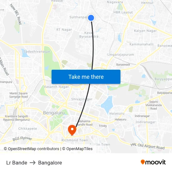 Lr Bande to Bangalore map