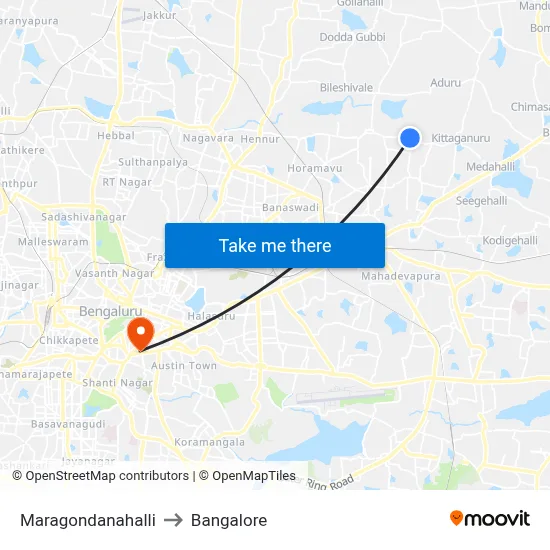 Maragondanahalli to Bangalore map