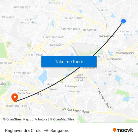 Raghavendra Circle to Bangalore map