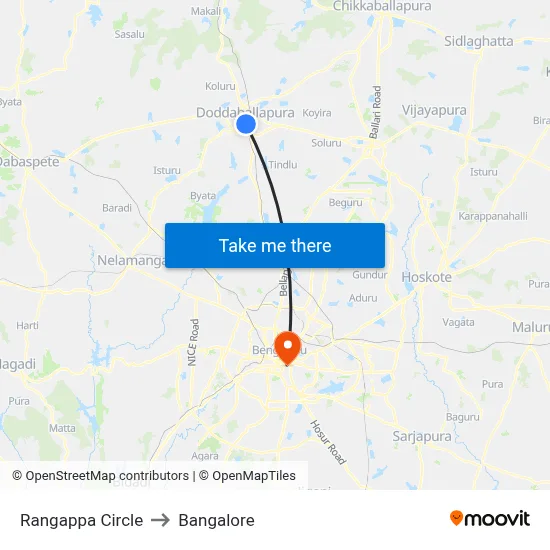Rangappa Circle to Bangalore map