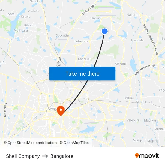 Shell Company to Bangalore map