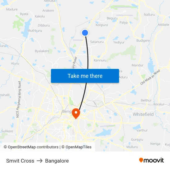 Smvit Cross to Bangalore map