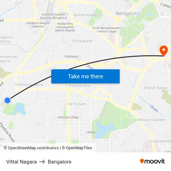 Vittal Nagara to Bangalore map