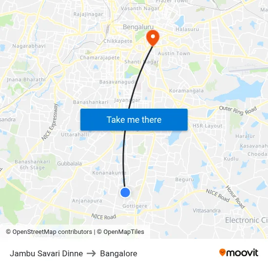 Jambu Savari Dinne to Bangalore map