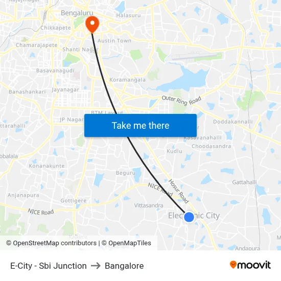 E-City - Sbi Junction to Bangalore map