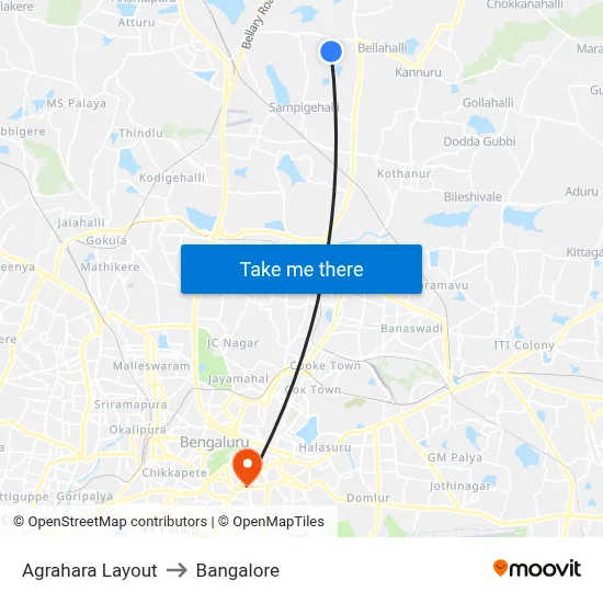 Agrahara Layout to Bangalore map