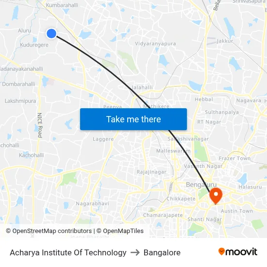 Acharya Institute Of Technology to Bangalore map
