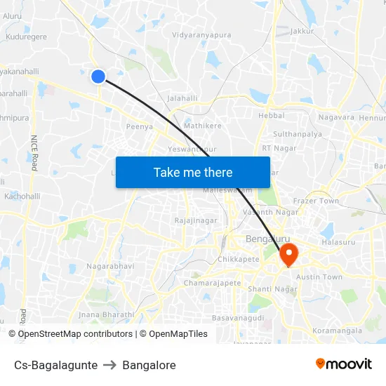 Cs-Bagalagunte to Bangalore map