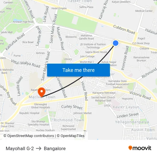 Mayohall G-2 to Bangalore map