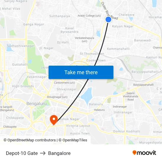 Depot-10 Gate to Bangalore map